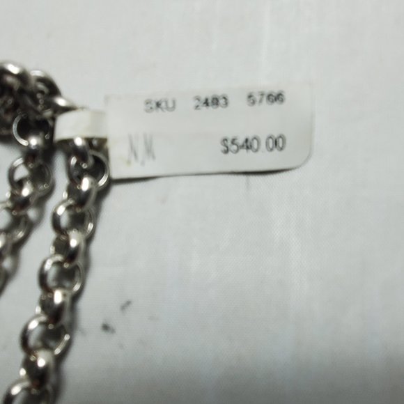 Neiman Marcus silver disco ball with rhinestones layered necklace - Picture 7 of 9